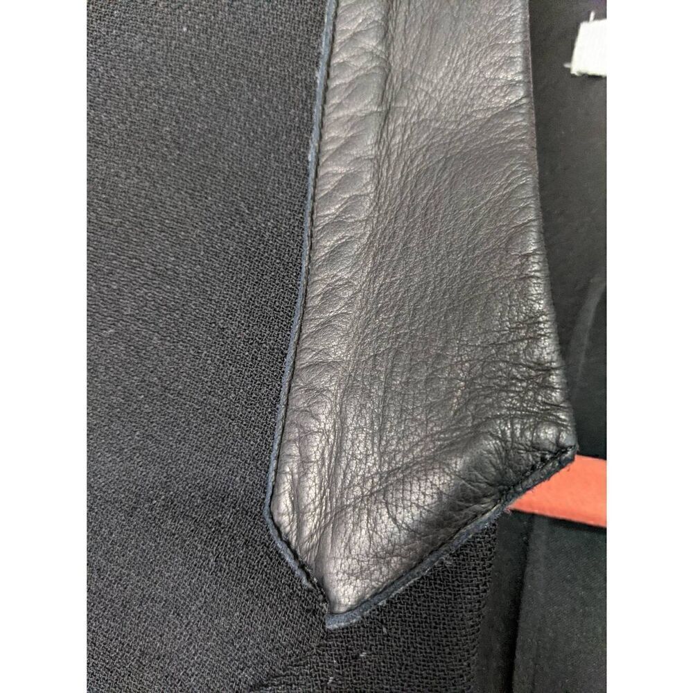 Helmut Lang Black Leather Wool Silk Blazer Size 0 XS‎ - Picture 3 of 8